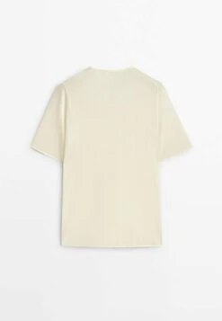 Massimo Dutti Short Sleeve - Basic T-Shirt - Beige -Massimo Dutti Shop 8e3b2d6d035a481d871956c297444b33