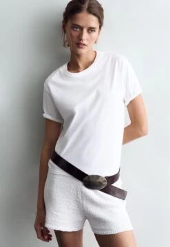 Massimo Dutti REGULAR FIT SHORT SLEEVE - Basic T-shirt - White