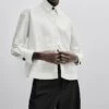 Massimo Dutti Studio-With Ruffle Detail- Button-Down Blouse - White -Massimo Dutti Shop 8e5cf5b417f943f39aab1b114df623db
