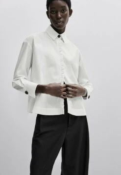 Massimo Dutti Studio-With Ruffle Detail- Button-Down Blouse - White