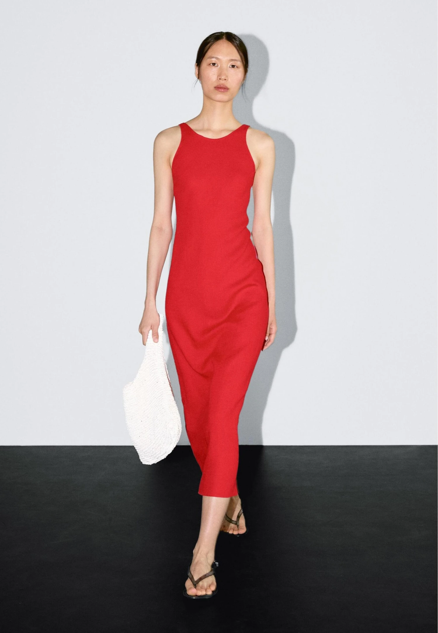 Massimo Dutti ROUND NECK MIDI - Day Dress - Red 4 Massimo Dutti ROUND NECK MIDI - Day Dress - Red - Image 2