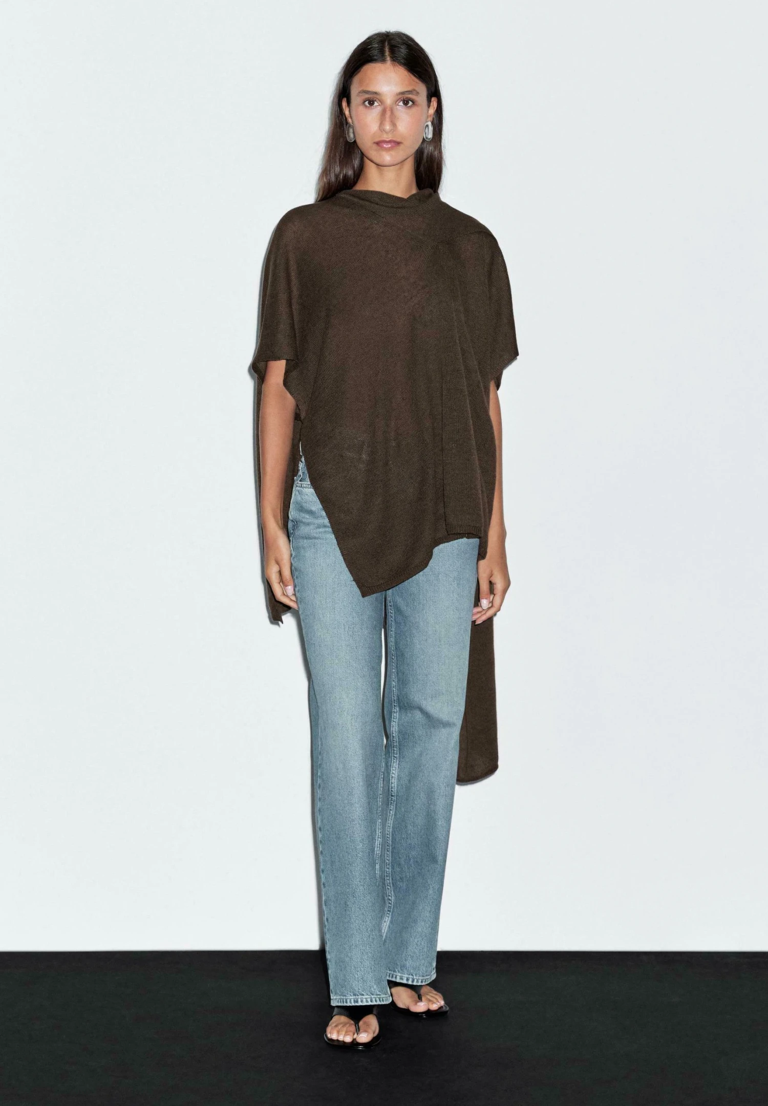 Massimo Dutti CAPE WITH SCARF - Cape - Mottled Dark Brown 3 Massimo Dutti CAPE WITH SCARF - Cape - Mottled Dark Brown