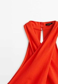 Massimo Dutti Gathered Crossover Halter Neck- Day Dress - Coral -Massimo Dutti Shop 8f061937016d4a3b8f833ffee1a313d3