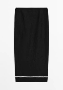 Massimo Dutti MIDI WITH CONTRAST EMBROIDERY - Wrap Skirt - Black -Massimo Dutti Shop 8f4861e35e2742eba9ac29be2eae1871