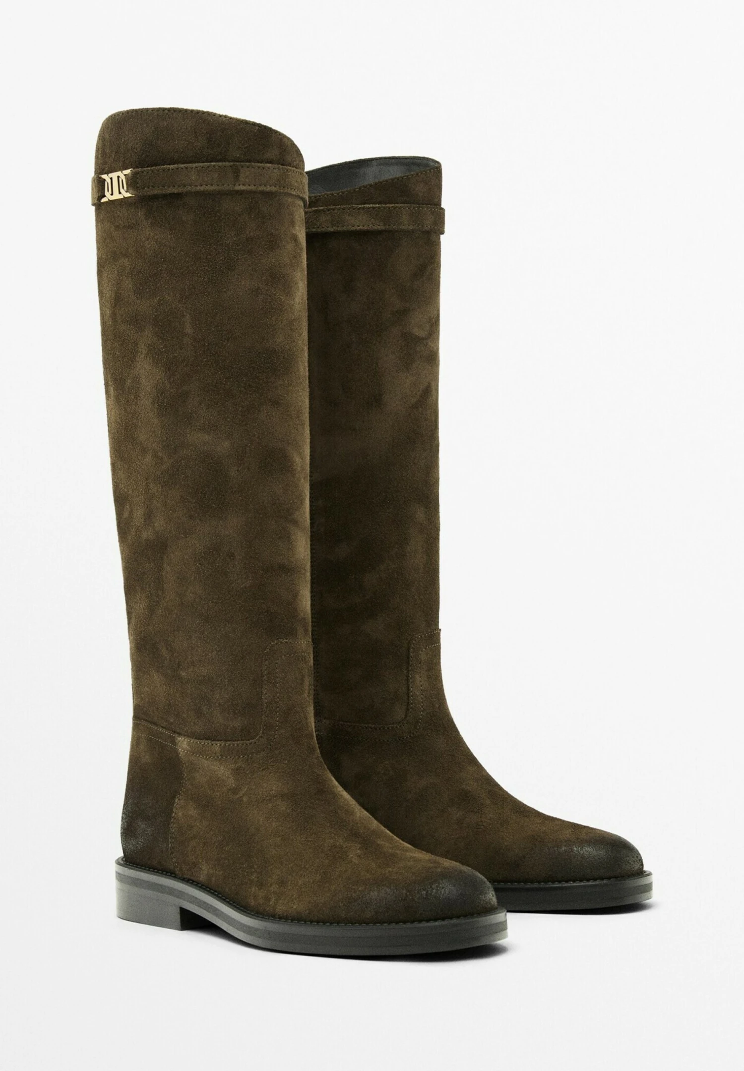 Massimo Dutti OILED SPLIT RIDING - Boots - Khaki 4 Massimo Dutti OILED SPLIT RIDING - Boots - Khaki - Image 2