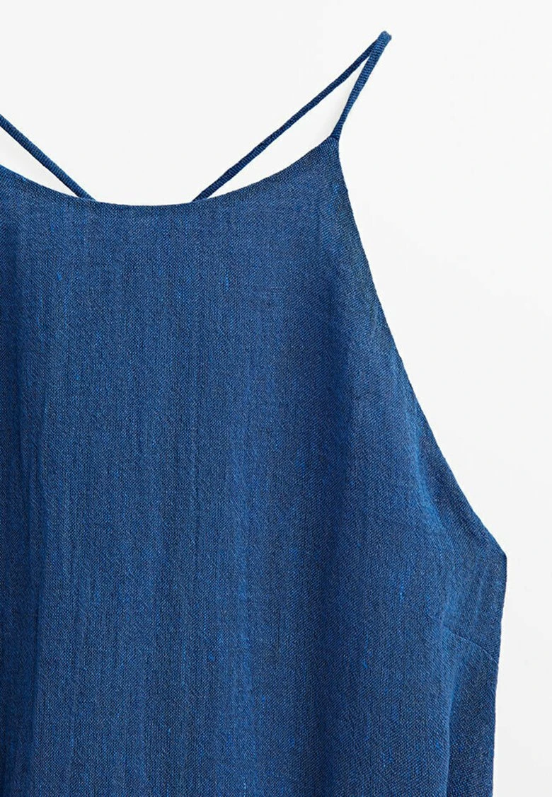Massimo Dutti Waffle-Texture Halter- Day Dress - Blue 11 Massimo Dutti Waffle-Texture Halter- Day Dress - Blue - Image 9