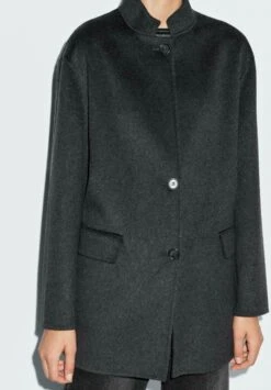 Massimo Dutti HIGH NECK - Short Coat - Dark Grey