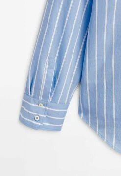 Massimo Dutti With Double Stripe- Button-Down Blouse - Blue -Massimo Dutti Shop 8fde54360b1f40c1a1eed92c01dac803