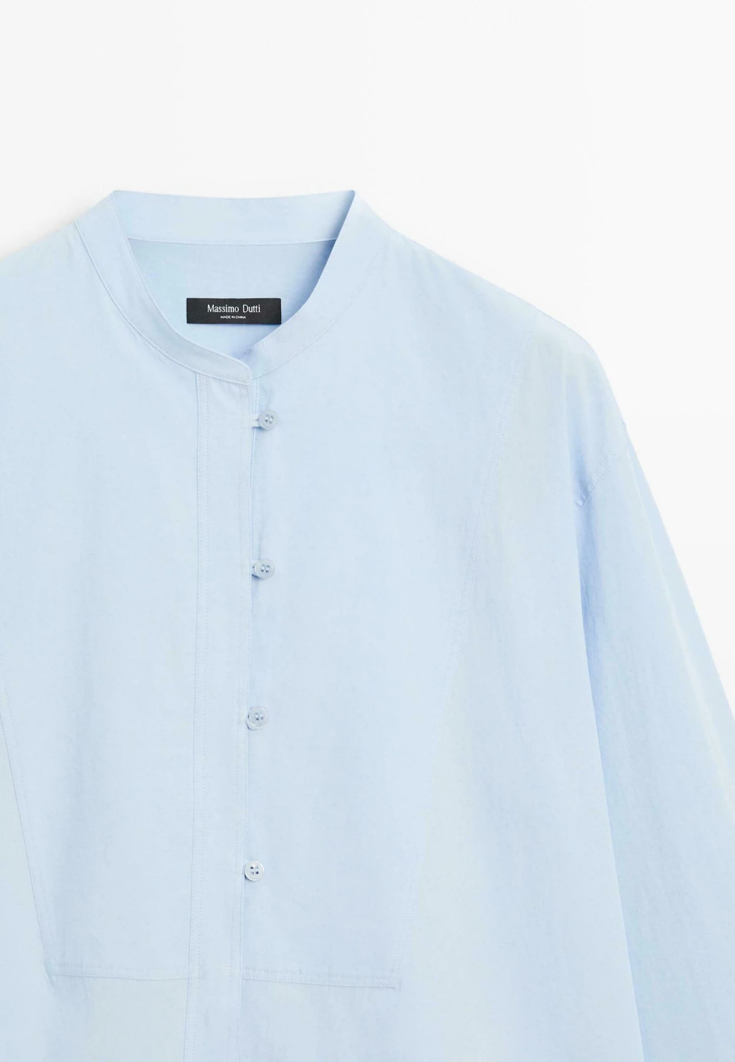 Massimo Dutti GARMENT WITH STAND COLLAR AND BIB - Button-down Blouse - Light Blue 11 Massimo Dutti GARMENT WITH STAND COLLAR AND BIB - Button-down Blouse - Light Blue - Image 9