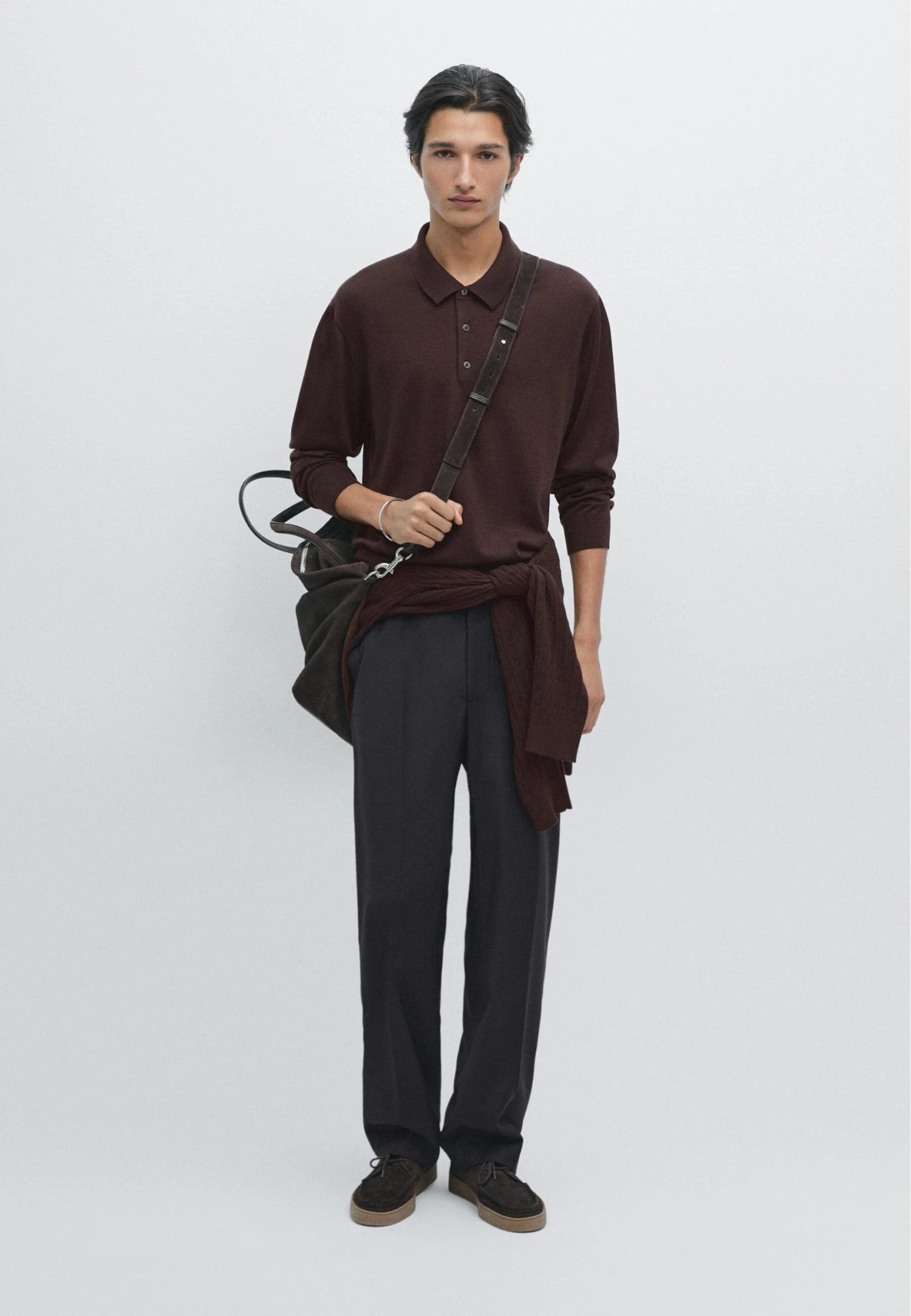 Massimo Dutti MERINO POLO COLLAR LONG SLEEVE - Long Sleeved Top - Bordeaux 4 Massimo Dutti MERINO POLO COLLAR LONG SLEEVE - Long Sleeved Top - Bordeaux - Image 2