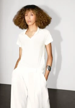 Massimo Dutti JOHNNY COLLAR WITH SHORT SLEEVE - Polo Shirt - WHITE