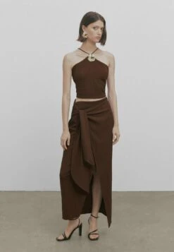 Massimo Dutti Studio -Textured- Wrap Skirt - Brown