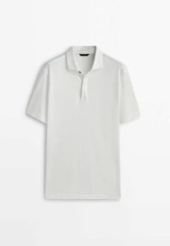 Massimo Dutti Short Sleeve Gassed- Polo Shirt - White -Massimo Dutti Shop 9038c5d9d8964af98628b60186ae8355