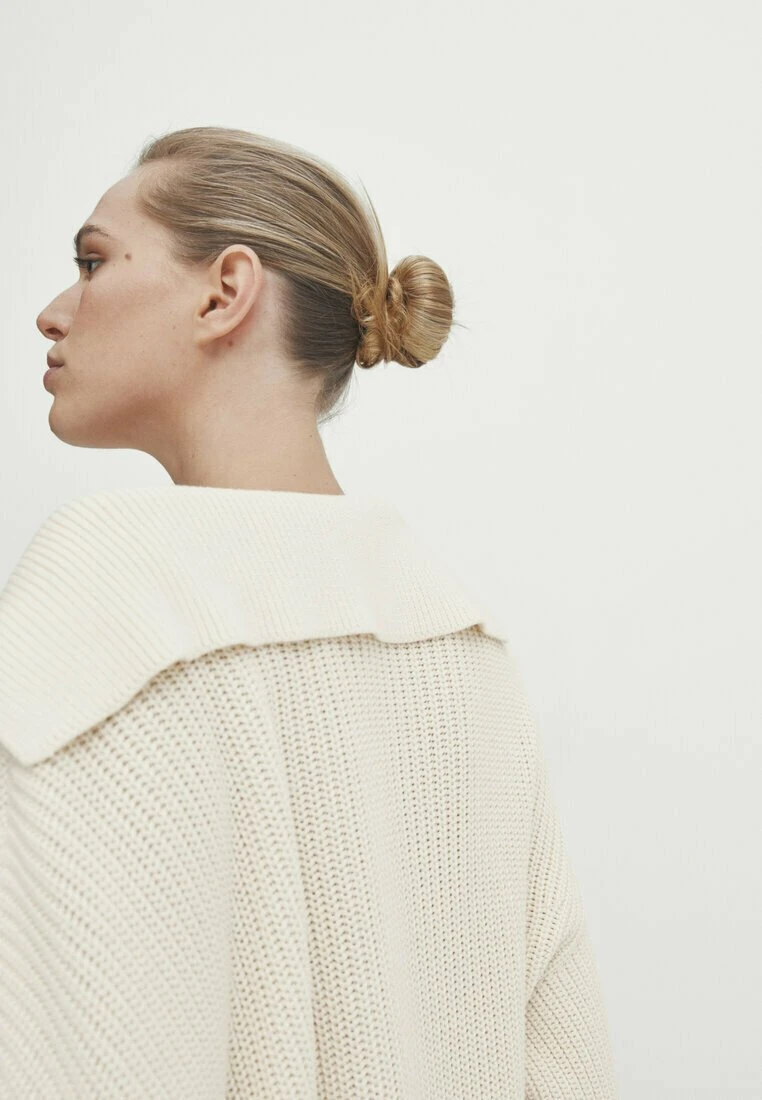 Massimo Dutti Striped With Polo Collar - Jumper - Beige 5 Massimo Dutti Striped With Polo Collar - Jumper - Beige - Image 3