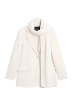 Massimo Dutti LAPEL COLLAR WITH DETACHABLE SCARF - Short Coat - White -Massimo Dutti Shop 90b01477ff5d46f9b7c687f9801292ef