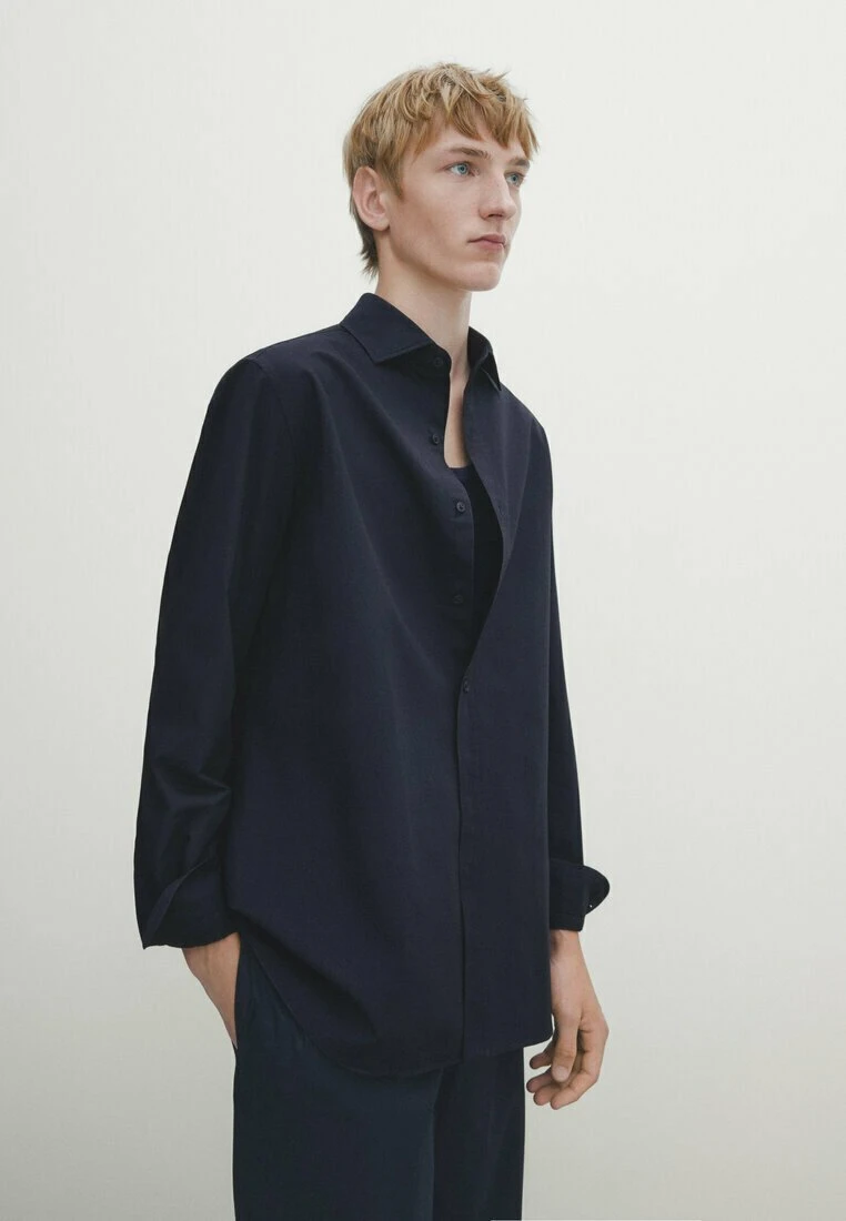 Massimo Dutti Barré Extra-Fine- Shirt - Dark Blue 3 Massimo Dutti Barré Extra-Fine- Shirt - Dark Blue