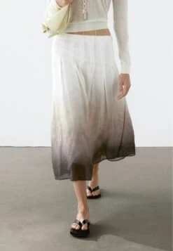 Massimo Dutti OMBRÉ PRINT BOX PLEAT MIDI - Pleated Skirt - Light Grey -Massimo Dutti Shop 90e10c6a9885474da47377e3675822b8