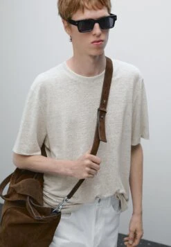 Massimo Dutti CONTRAST COLLAR SHORT SLEEVES - Basic T-shirt - Grey -Massimo Dutti Shop 911313990eb94df88497df29b4e7d029