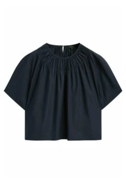 Massimo Dutti With Gathered Detailing - Blouse - Dark Blue -Massimo Dutti Shop 91138d53305f452aab55aa7aa349351a
