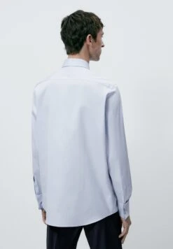 Massimo Dutti Regular Fit Textured With Double Cuffs- Formal Shirt - Light Blue -Massimo Dutti Shop 911bbd8c81a94089a4b5df736be431d7