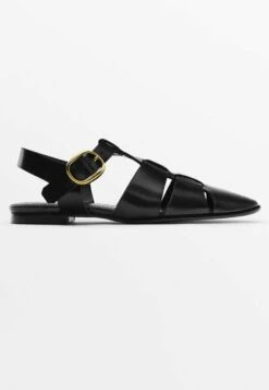 Massimo Dutti Cage With Buckle- Walking Sandals - Black -Massimo Dutti Shop 912196e10ecb45c0a05caaf77789e4e6