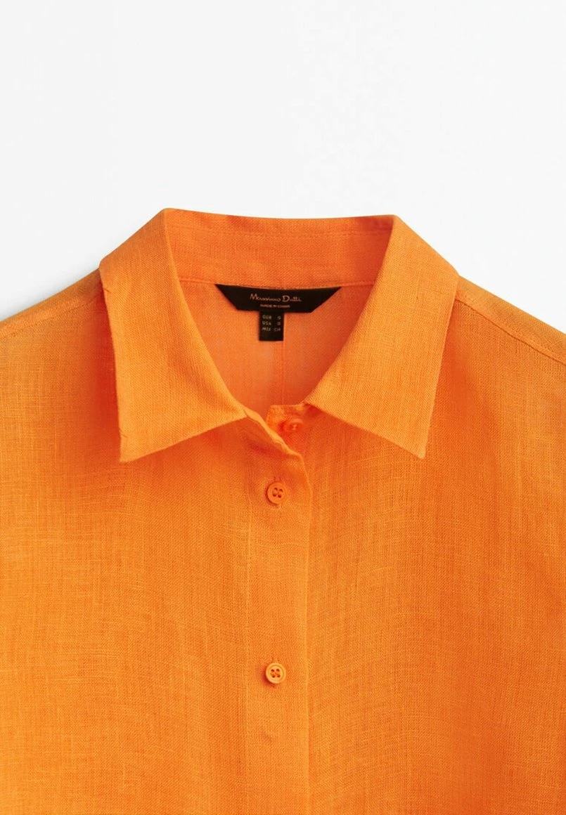 Massimo Dutti Oversize- Button-Down Blouse - Orange 6 Massimo Dutti Oversize- Button-Down Blouse - Orange - Image 4