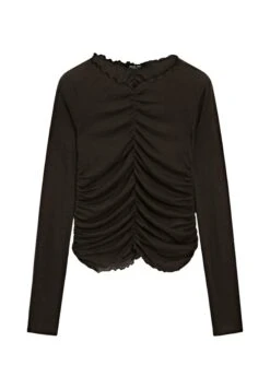 Massimo Dutti GATHERED LONG SLEEVE WITH V-NECK - Long Sleeved Top - Black -Massimo Dutti Shop 913e7e633e1445e585de3d398c3fdcb8 1