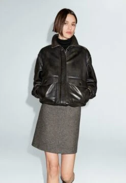 Massimo Dutti A-line Skirt - Dark Grey