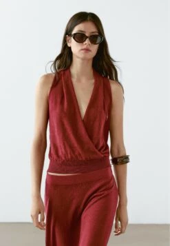 Massimo Dutti CROSSOVER HALTER NECK - Top - Red