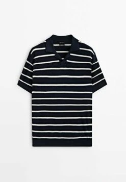 Massimo Dutti Short Sleeve Striped - Polo Shirt - Dark Blue -Massimo Dutti Shop 91e01872e5e54b94b247819a644cf72b