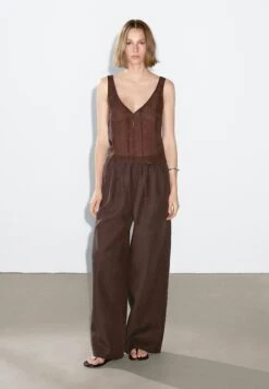 Massimo Dutti FLOWING - Trousers - Bordeaux