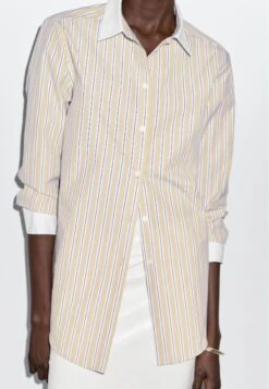 Massimo Dutti STRIPED WITH CONTRAST DETAIL - Button-down Blouse - Beige -Massimo Dutti Shop 921118e440f947de90e2a6ce35a228f7