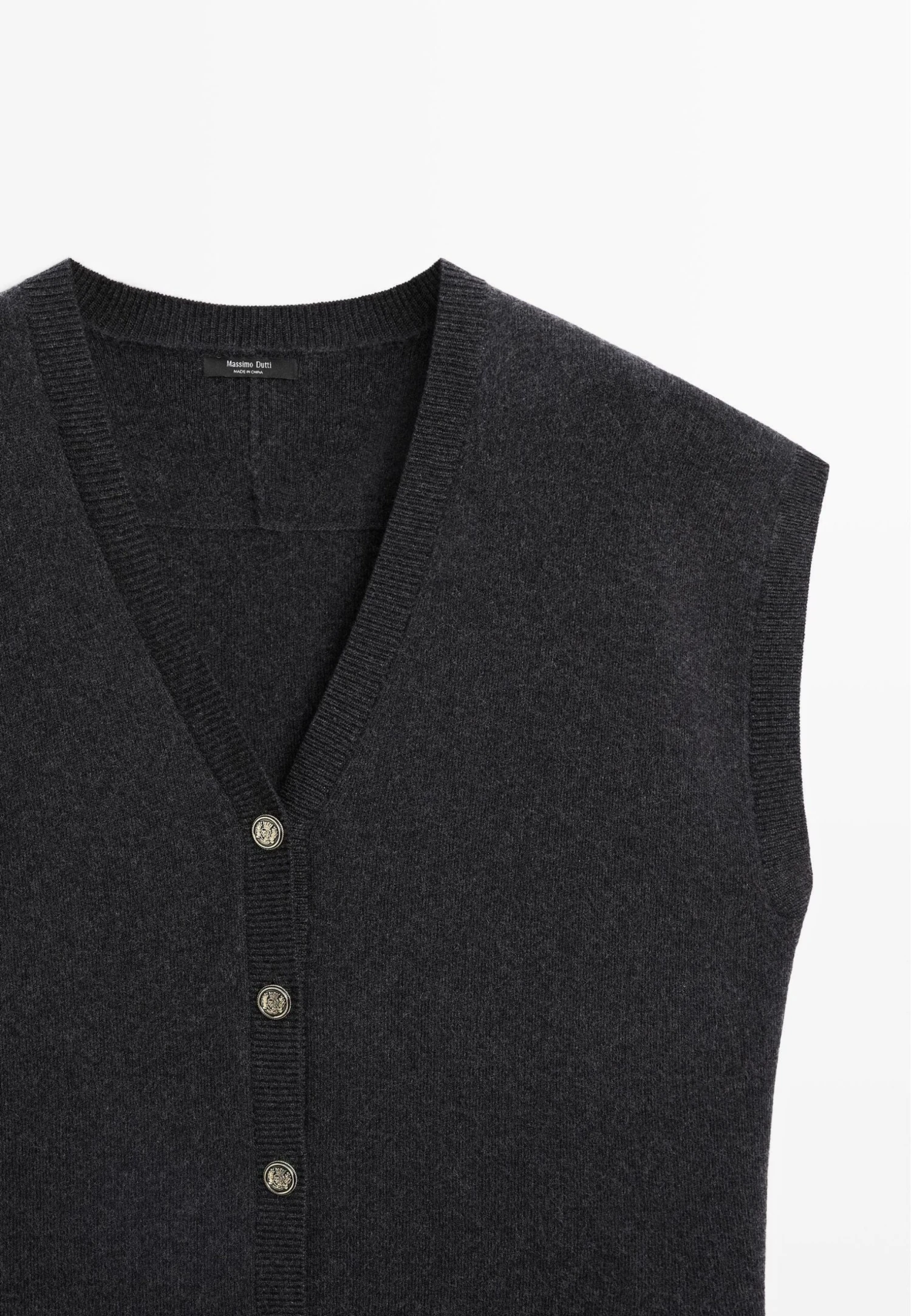 Massimo Dutti V-NECK WITH GOLDEN BUTTONS - Waistcoat - Mottled Light Grey 10 Massimo Dutti V-NECK WITH GOLDEN BUTTONS - Waistcoat - Mottled Light Grey - Image 8