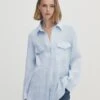 Massimo Dutti With Pockets- Button-Down Blouse - Light Blue -Massimo Dutti Shop 921d9a38a70f4429bff18abeddf670cf