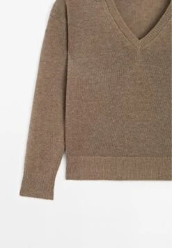 Massimo Dutti LONG SLEEVE V-NECK - Jumper - Mottled Brown -Massimo Dutti Shop 922050a78f3c42008812e78be61893de