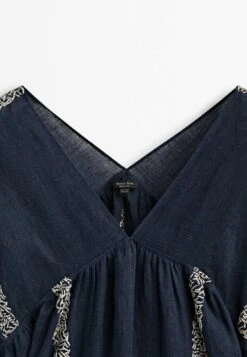 Massimo Dutti Blend Midi With Embroidery Detail - Day Dress - Dark Blue -Massimo Dutti Shop 927fc81579cd4750878e1d667a448418