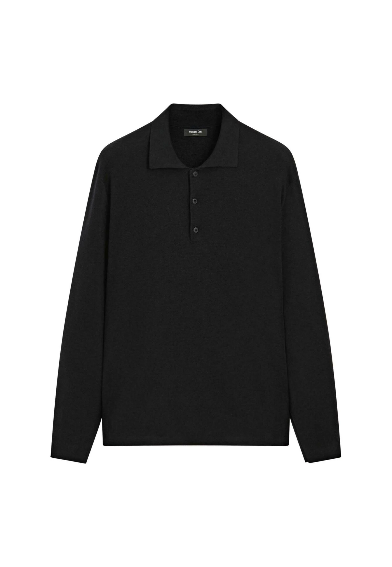 Massimo Dutti LONG SLEEVE POLO COLLAR - Jumper - Black 7 Massimo Dutti LONG SLEEVE POLO COLLAR - Jumper - Black - Image 5