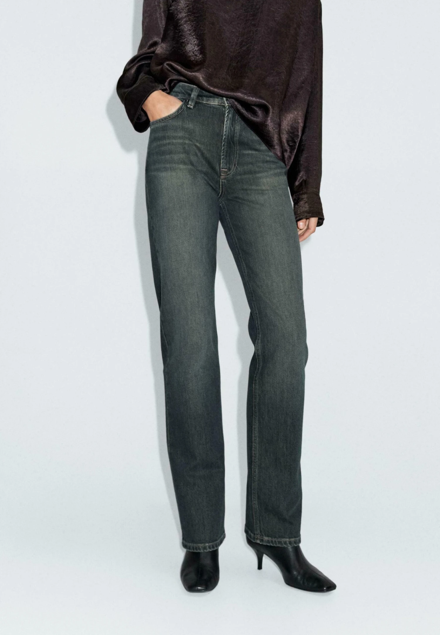 Massimo Dutti HIGH-WAIST - Straight Leg Jeans - Blue Denim 3 Massimo Dutti HIGH-WAIST - Straight Leg Jeans - Blue Denim