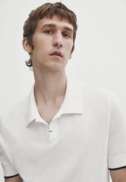 Massimo Dutti Contrast Short Sleeve- Polo Shirt - White -Massimo Dutti Shop 92aca870d16e4cf2aef6dd5f07b7f33f