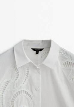 Massimo Dutti With Crochet Detail - Button-Down Blouse - White -Massimo Dutti Shop 92b3018122984266a824200814b419ce