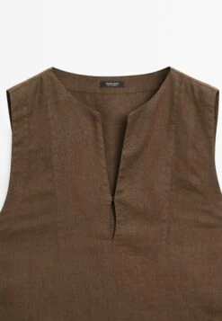 Massimo Dutti SLEEVELESS OPEN NECK - Top - Dark Brown -Massimo Dutti Shop 92dc7d204bfe4644a32f590ca5a15761