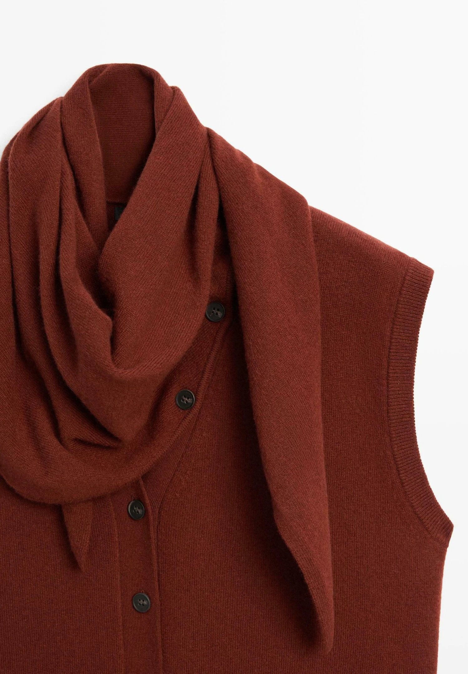 Massimo Dutti V-NECK WITH SCARF - Jumper - Dark Red 9 Massimo Dutti V-NECK WITH SCARF - Jumper - Dark Red - Image 7