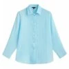 Massimo Dutti Batwing Sleeve- Button-Down Blouse - Blue