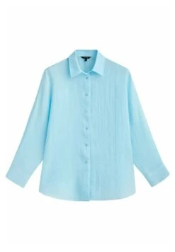 Massimo Dutti Batwing Sleeve- Button-Down Blouse - Blue