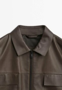 Massimo Dutti With Pockets - Leather Jacket - Dark Brown -Massimo Dutti Shop 9356fd74a40746ebb7f7d0df67dcac3a