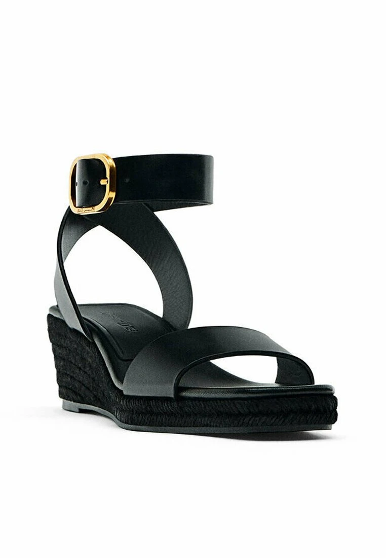 Massimo Dutti With Buckled Strap - Wedge Sandals - Black 4 Massimo Dutti With Buckled Strap - Wedge Sandals - Black - Image 2