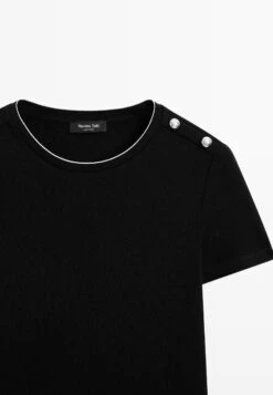 Massimo Dutti SHORT SLEEVE WITH BUTTONED SHOULDERS - Print T-shirt - Black -Massimo Dutti Shop 936ebc1f1b474e9cb0047ec191ee6245