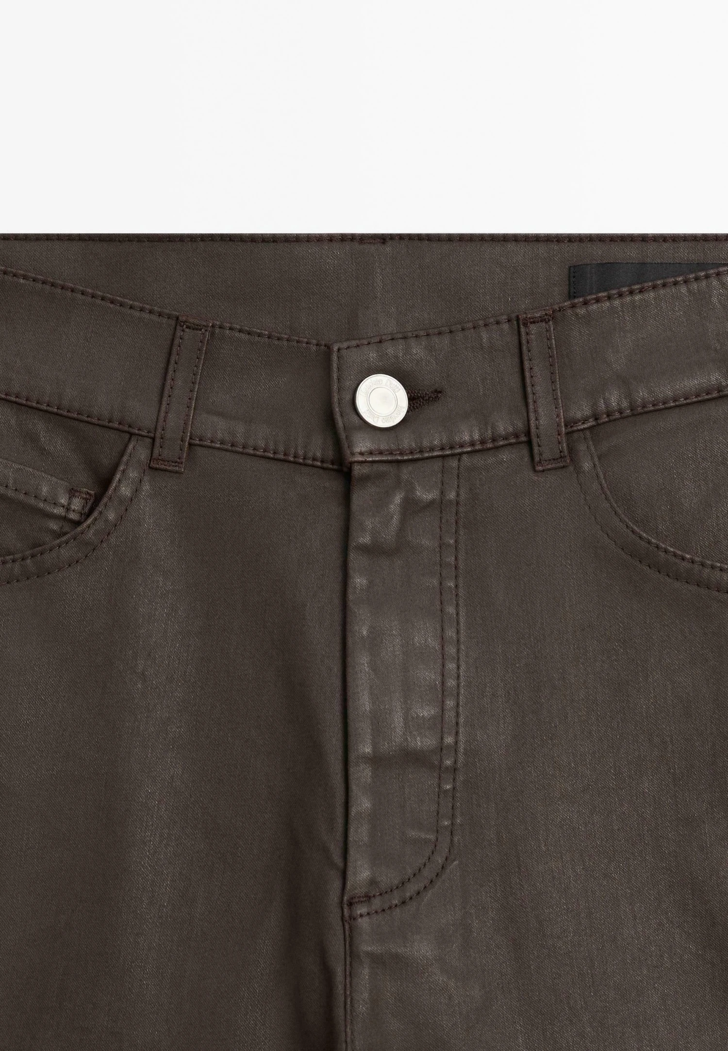 Massimo Dutti HIGH-WAIST STRAIGHT-LEG WAXED - Straight Leg Jeans - Mottled Dark Brown 12 Massimo Dutti HIGH-WAIST STRAIGHT-LEG WAXED - Straight Leg Jeans - Mottled Dark Brown - Image 10