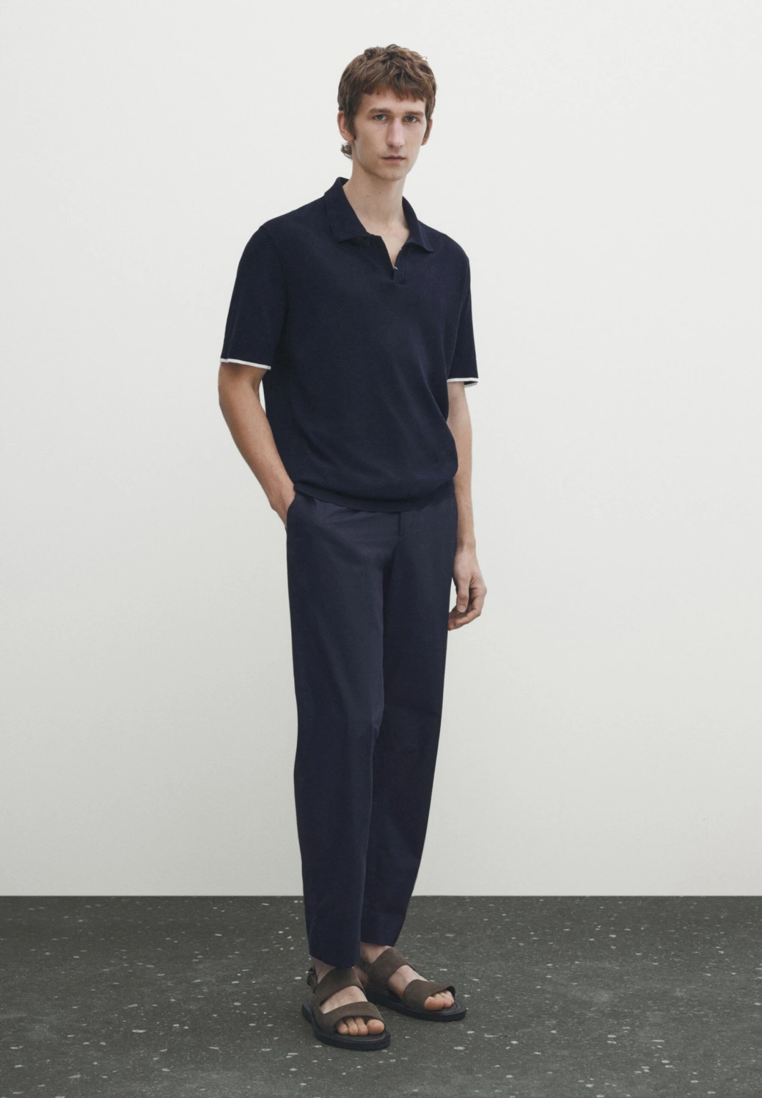 Massimo Dutti Contrast Short Sleeve- Polo Shirt - Dark Blue 6 Massimo Dutti Contrast Short Sleeve- Polo Shirt - Dark Blue - Image 4