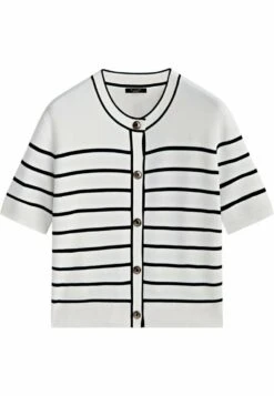 Massimo Dutti Striped Short Sleeve- Cardigan - White -Massimo Dutti Shop 944ebd06888d4933bfde7742aa03e453